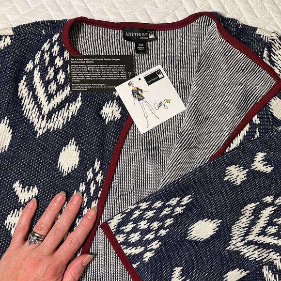 Antthony Original NWT Womens Open Front Jacquard Duster Cardigan sz S M NEW - Picture 7 of 12